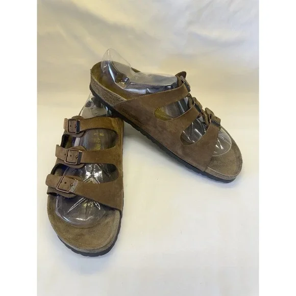 Birkenstock Florida Soft Footbed Nubuck Mocha Sandals Womens 11 Mens 9 Slip On - Picture 2 of 10